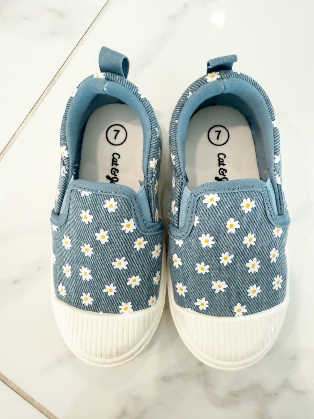 Cat & Jack Blue Baby Morgan Slip-On Floral Print Sneakers 7 - Picture 3 of 11